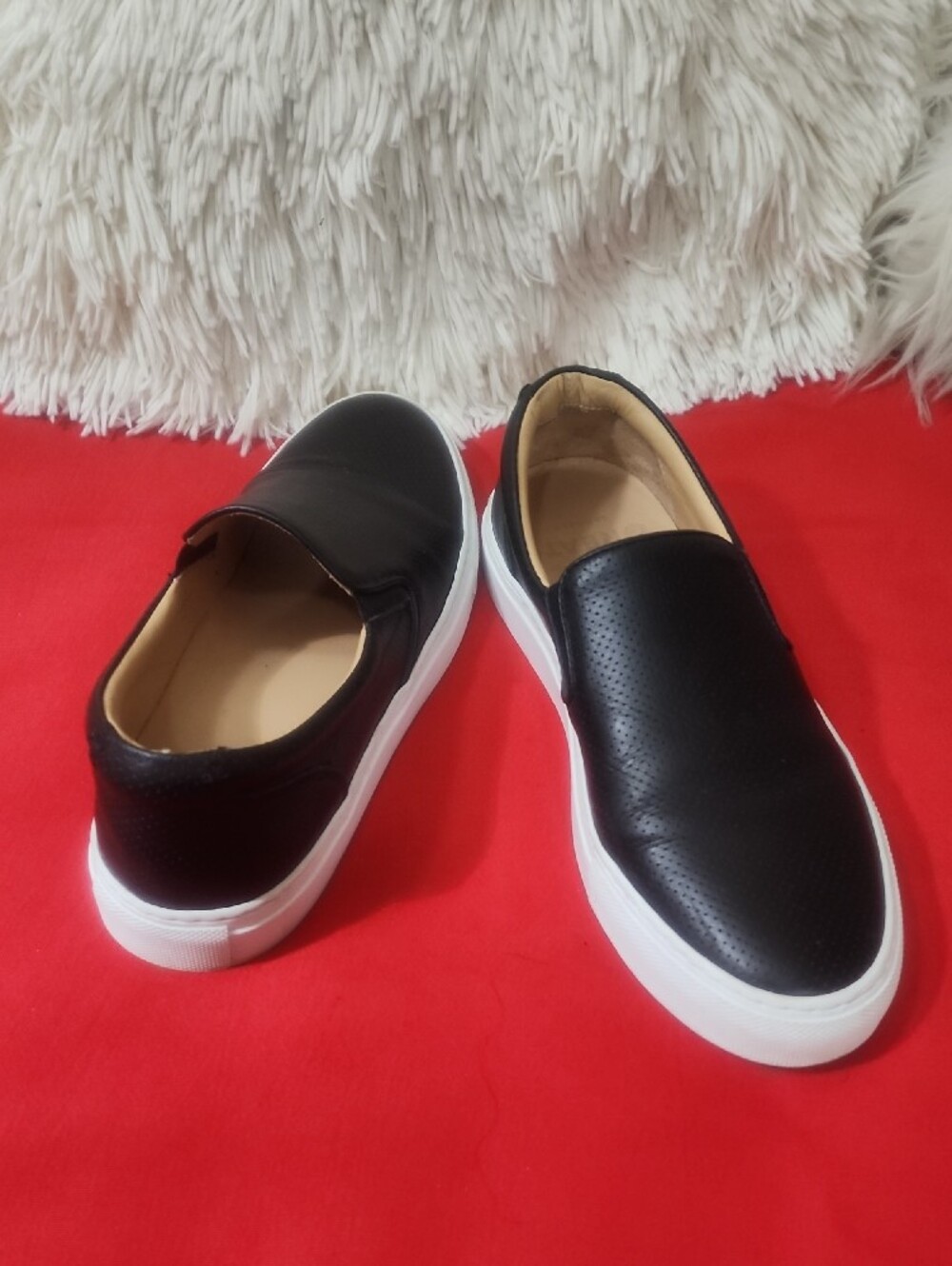 Greats Brooklyn Black Perforated Slip-On Sneakers with White Sole